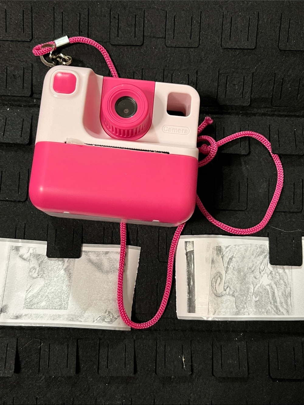 Pink Instant-Style Point-and-Shoot Camera with Neck Strap